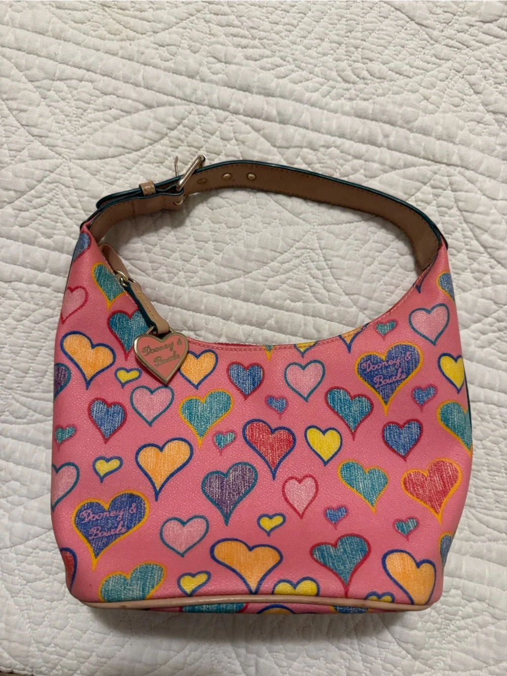 Dooney & Bourke Pink Multi-Heart Shoulder Bag